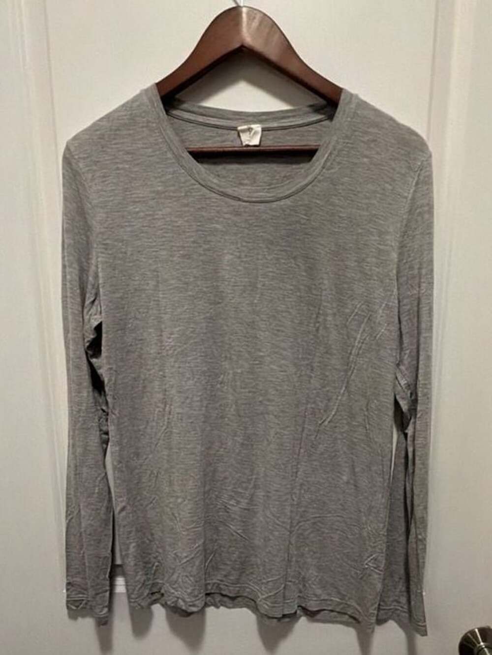 Boody Bamboo Long Sleeve Crew Neck Top Gray Size L